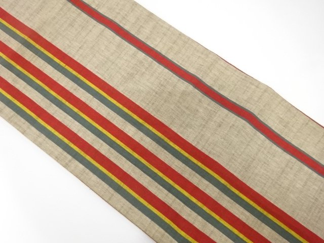 JAPANESE KIMONO / ANTIQUE FUKURO OBI / COTTON / TSUMUGI / WOVEN STRIPE